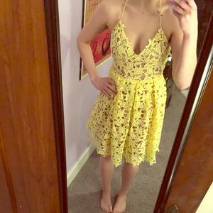 Yellow Floral Lace Dress